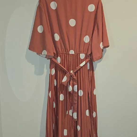 SHEIN Pink and White Wrap Tie Front Maxi Dress - Picture 5 of 8